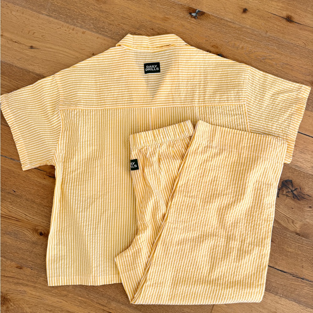 Daily Drills Yellow Striped Pajama Set - Picture 2 of 13